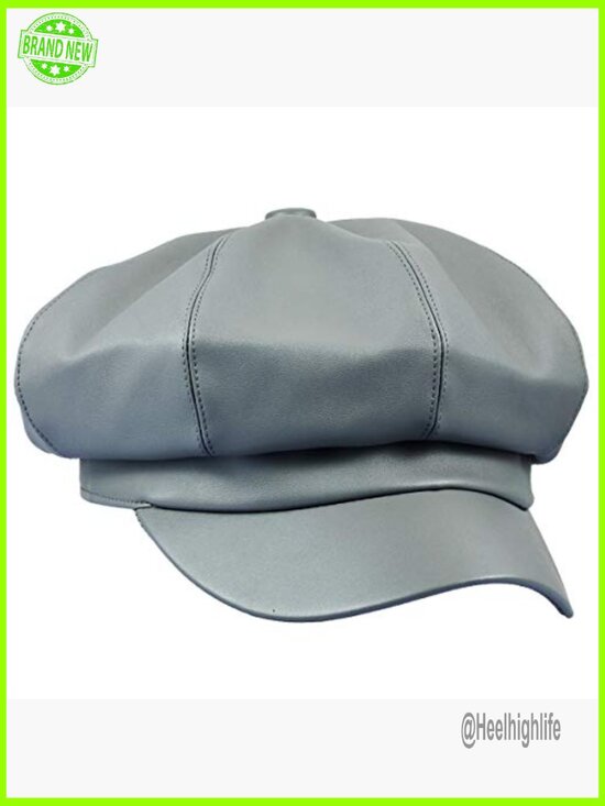 Faux Leather Newsboy Beret Hat, Adjustable Fitted Size for Women main image 7